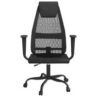 Kantoorstoel verstelbare hoogte mesh en kunstleer zwart - thumbnail