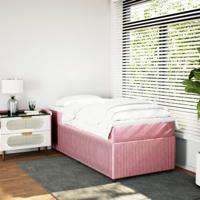 Boxspring met matras fluweel roze 90x190 cm - thumbnail