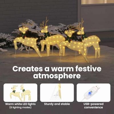 VidaXL Led rendieren 4 pcs goud stof VidaXL Led rendieren 4 pcs goud stof