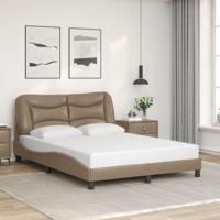 Bedframe met hoofdbord kunstleer cappuccinokleurig 120x200 cm - thumbnail