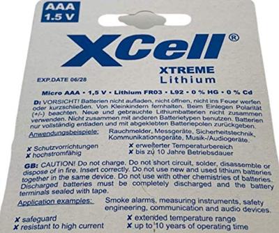 XCell XTREME FR03/L92 AAA batterij (potlood) Lithium 1.5 V 4 stuk(s) XCell XTREME FR03/L92 AAA batterij (potlood) Lithium 1.5 V 4 stuk(s)