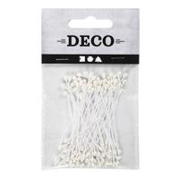 Creativ Company Bloemmeeldraden, l: 6,4 cm, d 2 mm, wit parelmoer, 100 stuk/ 1 doos - thumbnail