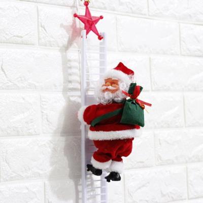 Santa Claus Beklim de ladder elektrische pluche speelgoed gevulde elektronische muziek Animal Doll Christmas Toy