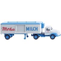 Wiking 052004 H0 Vrachtwagen Magirus S3500 koelkookzadeltrein Moha-melk - thumbnail