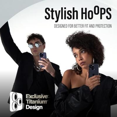 PanzerGlass™ Ti Hoops camera lensbeschermer voor Apple iPhone 15 Pro | Pro Max - bescherming met stijl, schokbestendig glas, blauw titanium
