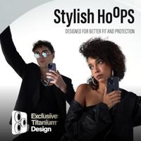 PanzerGlass™ Ti Hoops camera lensbeschermer voor Apple iPhone 15 Pro | Pro Max - bescherming met stijl, schokbestendig glas, blauw titanium - thumbnail