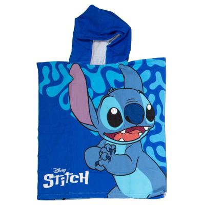 Stitch poncho blauw 55 x 110 cm - polyester