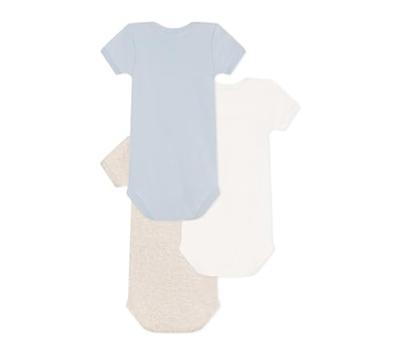 Set van 3 effen body's met korte mouwen baby PETIT BATEAU wit