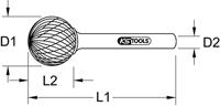 KS Tools 5153286 Freesstift Hardmetaal Lengte 60 mm Afmeting, Ø 6 mm - thumbnail