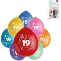 Folat ballonnen party pop cijfer 19 kleurmix 23 cm 8 stuks | 24 stuks - thumbnail
