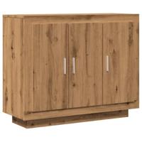 Dressoir 92x35x75 cm bewerkt hout artisanaal eikenkleur - thumbnail