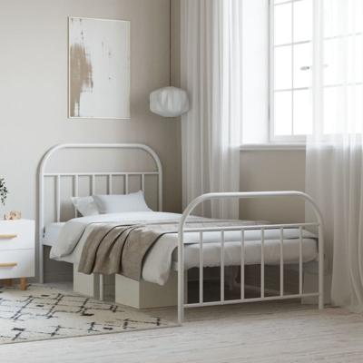 Bedframe met hoofd- en voeteneinde metaal wit 100x190 cm Bedframe met hoofd- en voeteneinde metaal wit 100x190 cm