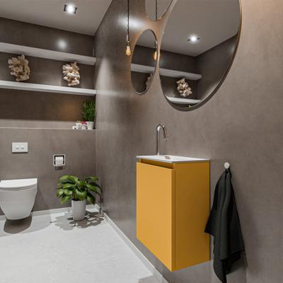 MONDIAZ TURE 40cm toiletmeubel ocher. EDEN wastafel talc rechts 1 kraangat