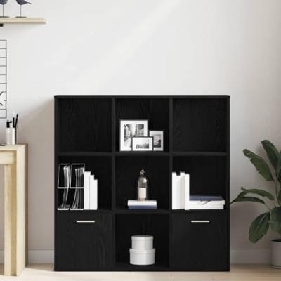 Boekenkast 98x29x97,5 cm bewerkt hout zwart eikenkleur
