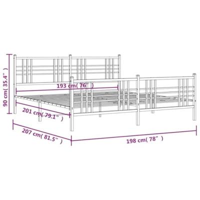Bedframe met hoofd- en voeteneinde metaal wit 193x203 cm Bedframe met hoofd- en voeteneinde metaal wit 193x203 cm