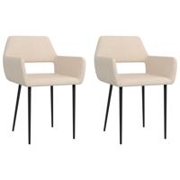 Vidaxl Eetkamerstoelen 2 St Stof Crèmekleurig - thumbnail