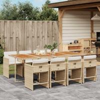 9-delige Tuinset met kussens poly rattan beige - thumbnail