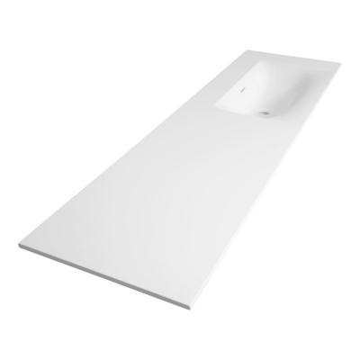 Brauer Glacier Wastafel Asymmetrisch - 160 cm - met 1 Spoelbak Rechts en 1 Kraangat - Fine Stone Hoogglans Wit