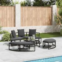 Loungebed voor buiten zonder luifel poly rattan zwart - thumbnail