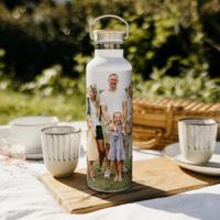 Drinkfles met naam en foto - Bamboe - Wit - thumbnail