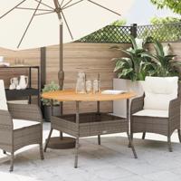 Tuintafel met acaciahouten blad 110x71 cm poly rattan grijs - thumbnail