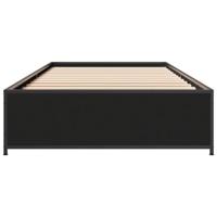 Bedframe bewerkt hout en metaal zwart 75x190 cm - thumbnail