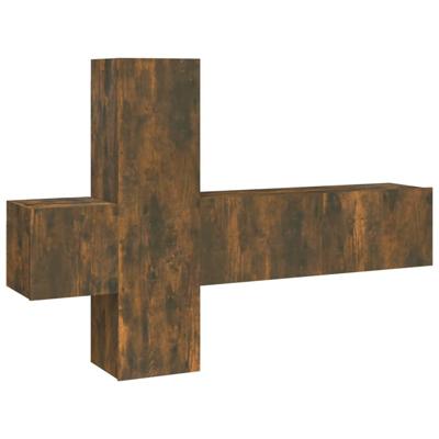 3-delige Tv-meubelset bewerkt hout gerookt eikenkleurig - thumbnail
