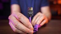 Kondor Blue Gerald Undone Mini HDMI naar Full HDMI-kabel 12"-24" gekruld, paars - thumbnail