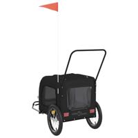 Hondenfietstrailer oxford stof en ijzer zwart - thumbnail