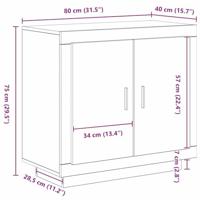 Dressoir Zwart 80 x 40 x 75 cm Bewerkt hout - thumbnail