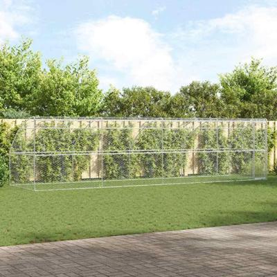 Hondenhok met opslag 4 pcs Zilver 8 x 2 x 2 m Staal