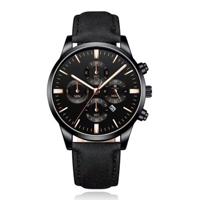 LGT Stoer chronograaf herenhorloge met zwarte band en zwarte wijzerplaat - thumbnail