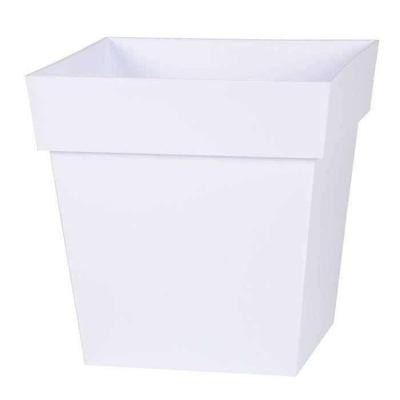 EDA Pot de fleur carré Toscane - 32 x 32 x H 32 cm - 22 L - Blanc