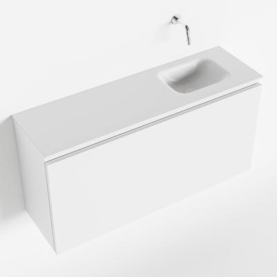 MONDIAZ OLAN 100cm toiletmeubel talc. LEX wastafel talc rechts geen kraangat
