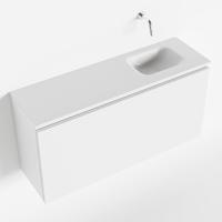MONDIAZ OLAN 100cm toiletmeubel talc. LEX wastafel talc rechts geen kraangat - thumbnail