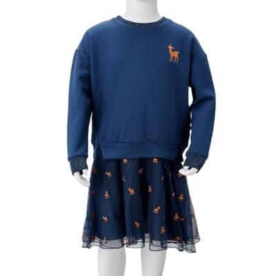 Kinderjurk met lange mouwen 92 marineblauw - thumbnail