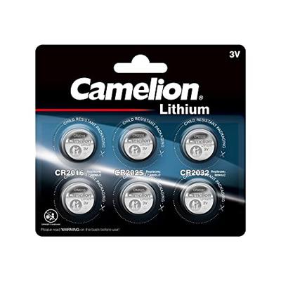 Camelion 13000600 - Lithium knoopcelbatterijset 6-delig, elk 2 x CR2016/CR2025/CR2032 met 3 volt, voor verschillende apparaat- en consumentenbehoeften