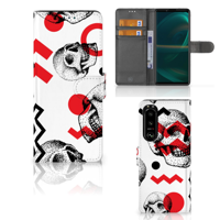 Telefoonhoesje met Naam Sony Xperia 5III Skull Red - thumbnail