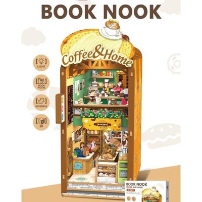 PlayfulMario Coffee & Home Booknook Houten Modelbouwset met LED lamp 213 Onderdelen