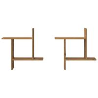 Wandschappen 2 st 50x12x50 cm bewerkt hout artisanaal eiken - thumbnail