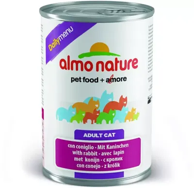 almo nature Daily Grain Free Kattenvoer, mousse met konijnen, complete voeding voor katten, natvoer 24 stuks (24 x 85 g)