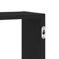 Wandschap kubus 5 vakken bewerkt hout zwart - thumbnail