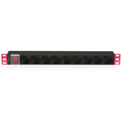 Techly I-CASE STRIP-91U stroomverdelereenheid (PDU) 1U aluminium, zwart 9 AC-uitgangen - stroomverdelereenheden (PDUs) (standaard, 1U, single fase, horizontaal, aluminium, zwart)