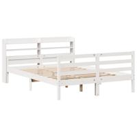 Bedframe met hoofdeinde zonder matras 140x200 cm wit - thumbnail