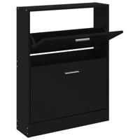 Schoenenkast 59x17x81 cm bewerkt hout zwart - thumbnail