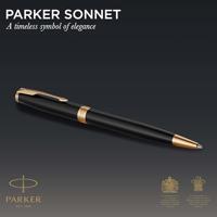 Balpen en vulpen Parker Sonnet black lacquer GT medium 2 stuks - thumbnail