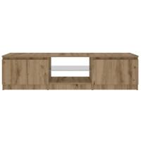 Tv-meubel met LED 140x40x35,5 cm bewerkt hout artisanaal eiken - thumbnail