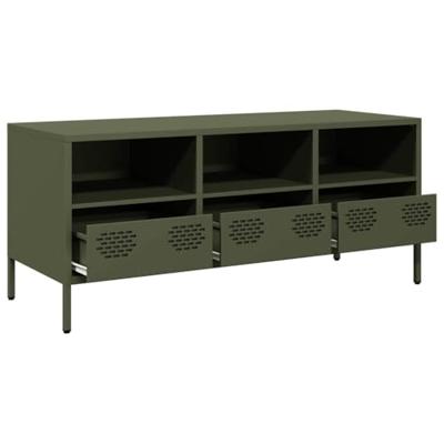Tv-meubel 101,5x39x43,5 cm koudgewalst staal olijfgroen