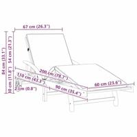 Ligstoel met kussen Taupe 200 x 67 x 84cm Massief acaciahout - thumbnail