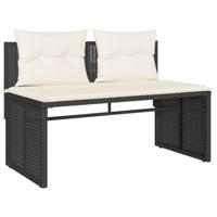 4-delige Loungeset met kussens poly rattan zwart - thumbnail